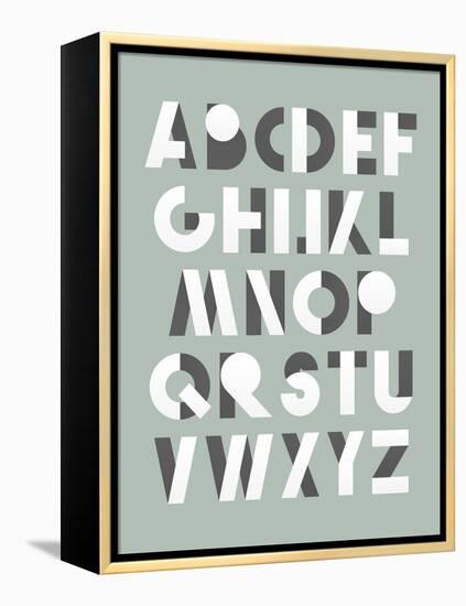 Retro Font in White and Grey. White Alphabet. Realistic Letters-layritten-Framed Stretched Canvas