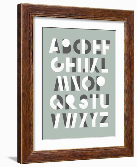 Retro Font in White and Grey. White Alphabet. Realistic Letters-layritten-Framed Art Print