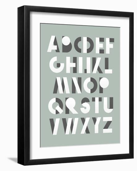 Retro Font in White and Grey. White Alphabet. Realistic Letters-layritten-Framed Art Print