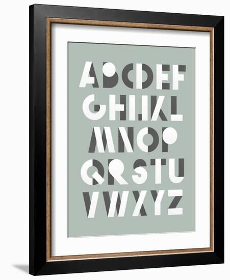 Retro Font in White and Grey. White Alphabet. Realistic Letters-layritten-Framed Art Print