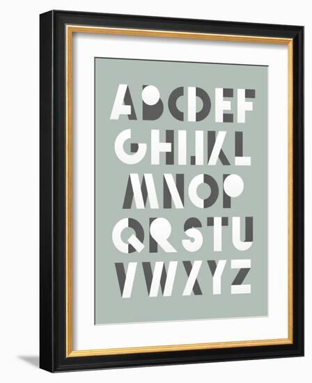 Retro Font in White and Grey. White Alphabet. Realistic Letters-layritten-Framed Art Print