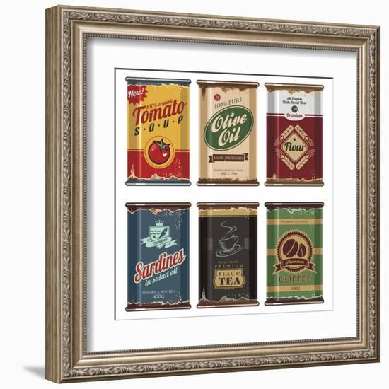 Retro Food Cans Collection-Lukeruk-Framed Art Print