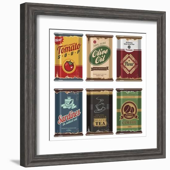 Retro Food Cans Collection-Lukeruk-Framed Art Print