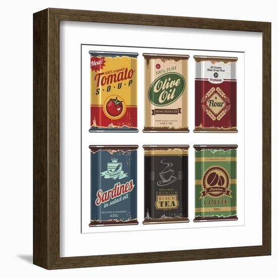 Retro Food Cans Collection-Lukeruk-Framed Art Print