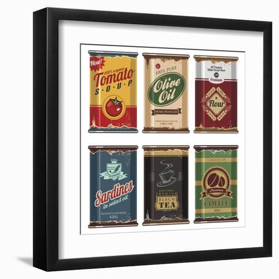 Retro Food Cans Collection-Lukeruk-Framed Art Print