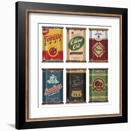 Retro Food Cans Collection-Lukeruk-Framed Art Print