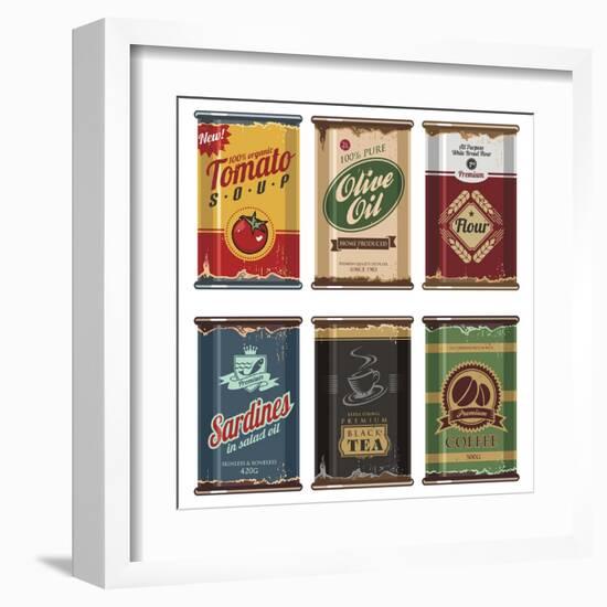 Retro Food Cans Collection-Lukeruk-Framed Art Print