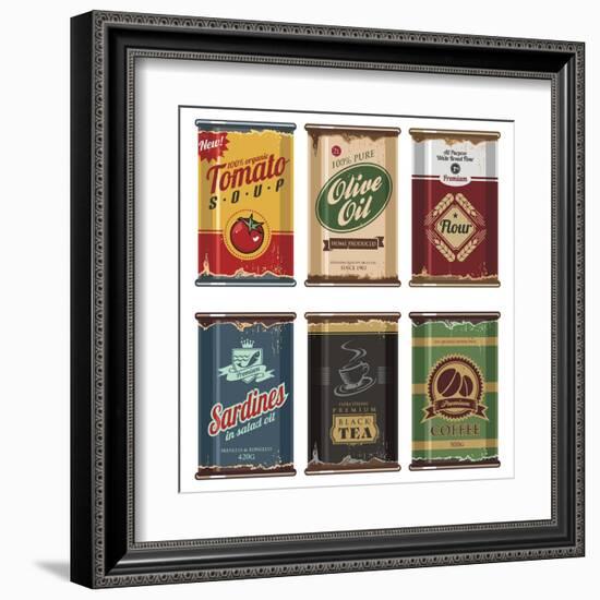 Retro Food Cans Collection-Lukeruk-Framed Art Print