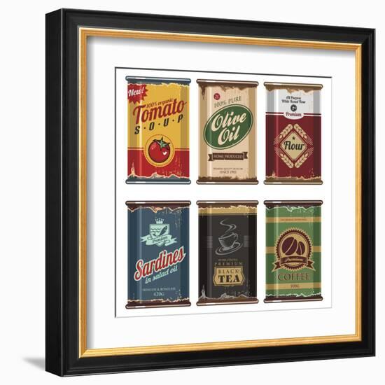 Retro Food Cans Collection-Lukeruk-Framed Art Print