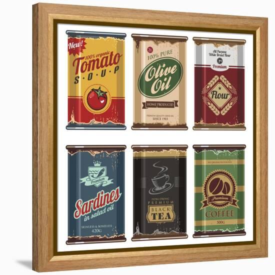 Retro Food Cans Collection-Lukeruk-Framed Stretched Canvas