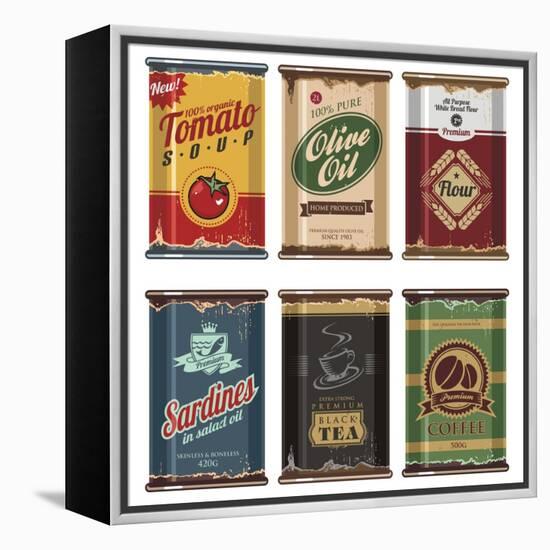 Retro Food Cans Collection-Lukeruk-Framed Stretched Canvas