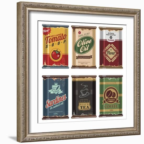 Retro Food Cans Collection-Lukeruk-Framed Art Print