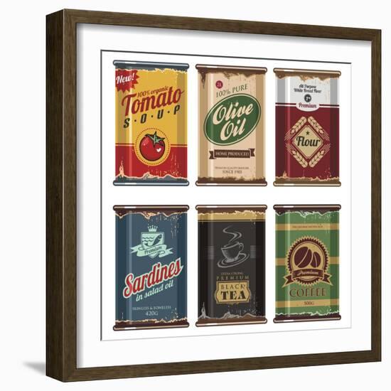 Retro Food Cans Collection-Lukeruk-Framed Art Print