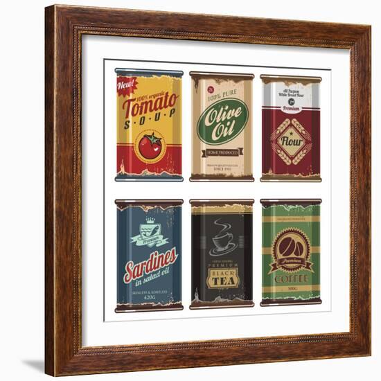 Retro Food Cans Collection-Lukeruk-Framed Art Print