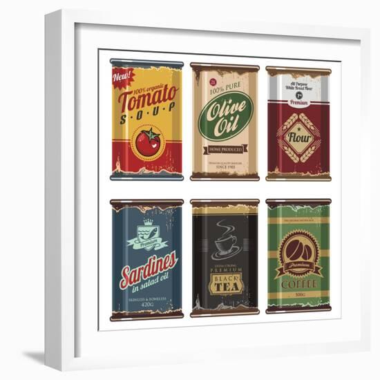 Retro Food Cans Collection-Lukeruk-Framed Art Print