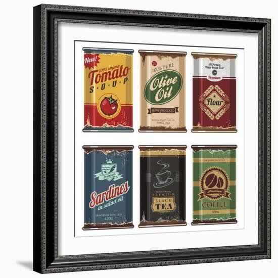 Retro Food Cans Collection-Lukeruk-Framed Art Print