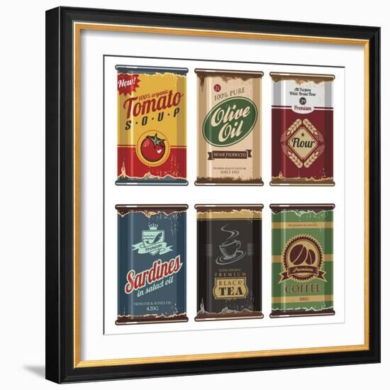 Retro Food Cans Collection-Lukeruk-Framed Art Print