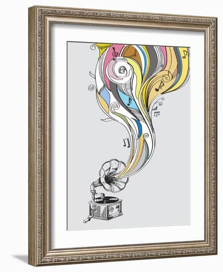 Retro Gramophone-bioraven-Framed Art Print