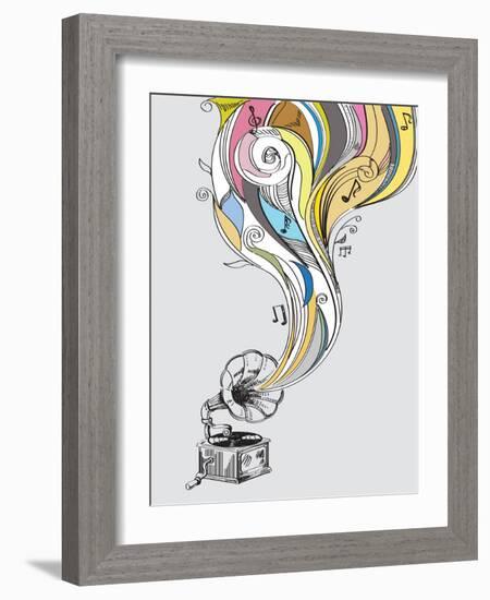 Retro Gramophone-bioraven-Framed Art Print