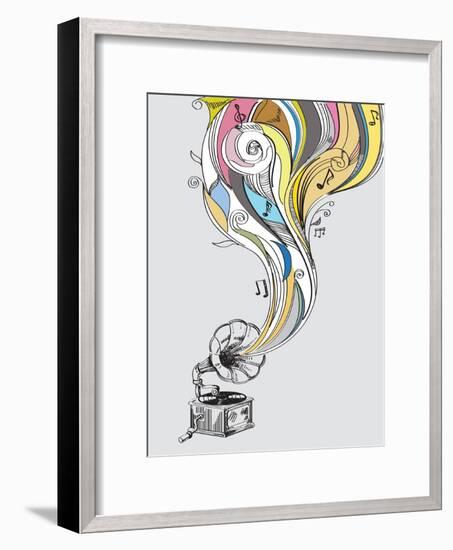 Retro Gramophone-bioraven-Framed Art Print