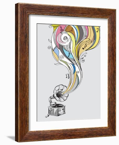 Retro Gramophone-bioraven-Framed Art Print