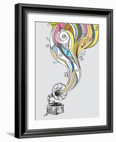 Retro Gramophone-bioraven-Framed Art Print