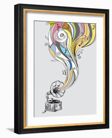 Retro Gramophone-bioraven-Framed Art Print