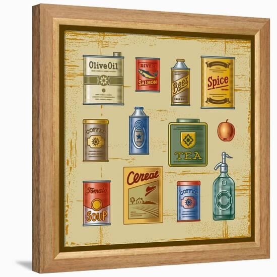 Retro Grocery Set-Oleg Iatsun-Framed Stretched Canvas