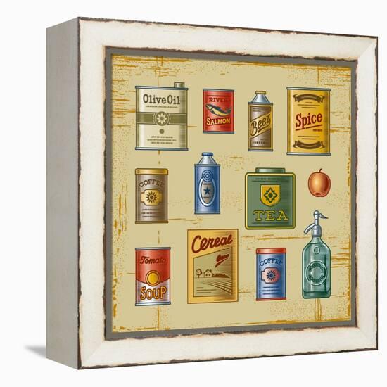 Retro Grocery Set-Oleg Iatsun-Framed Stretched Canvas