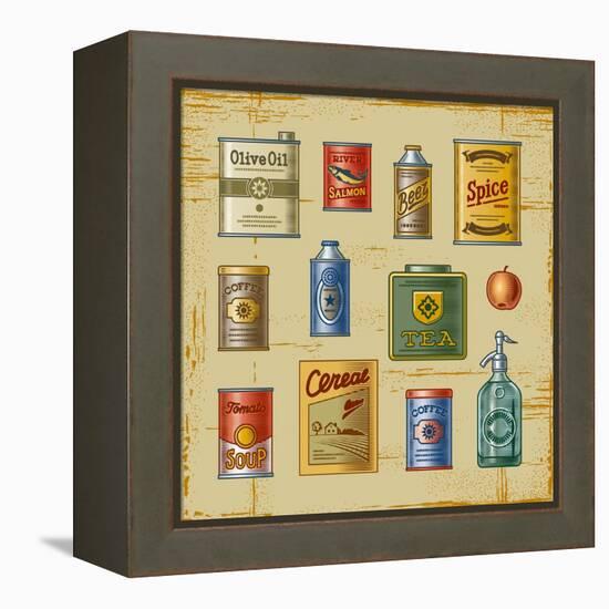 Retro Grocery Set-Oleg Iatsun-Framed Stretched Canvas