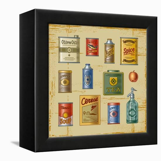 Retro Grocery Set-Oleg Iatsun-Framed Stretched Canvas