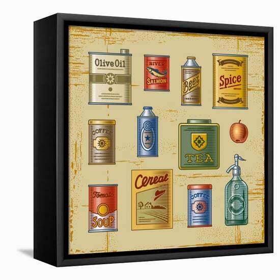 Retro Grocery Set-Oleg Iatsun-Framed Stretched Canvas