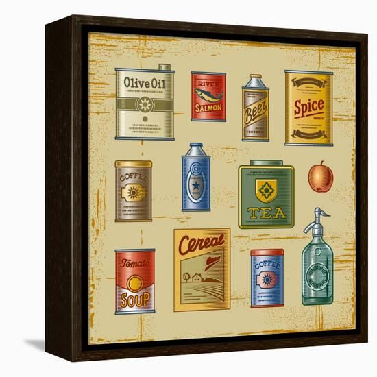 Retro Grocery Set-Oleg Iatsun-Framed Stretched Canvas