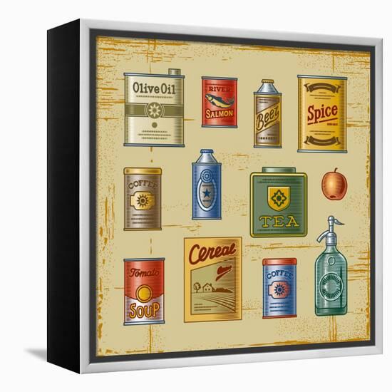 Retro Grocery Set-Oleg Iatsun-Framed Stretched Canvas