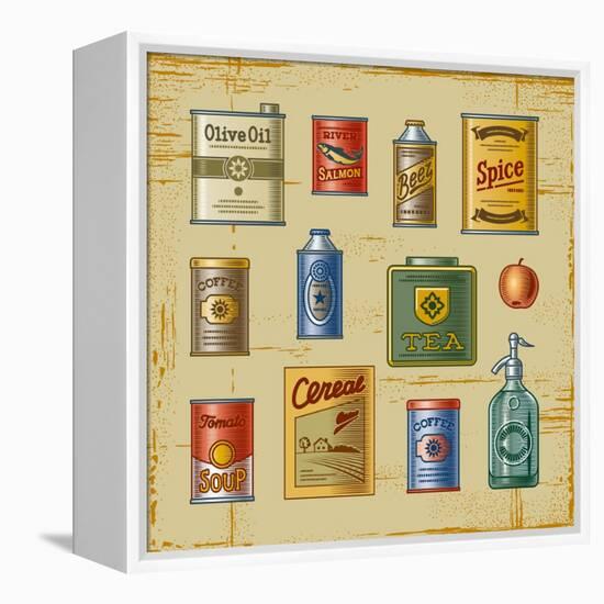 Retro Grocery Set-Oleg Iatsun-Framed Stretched Canvas