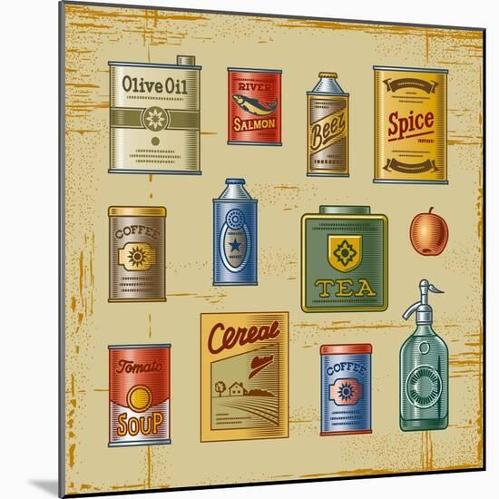 Retro Grocery Set-Oleg Iatsun-Mounted Art Print