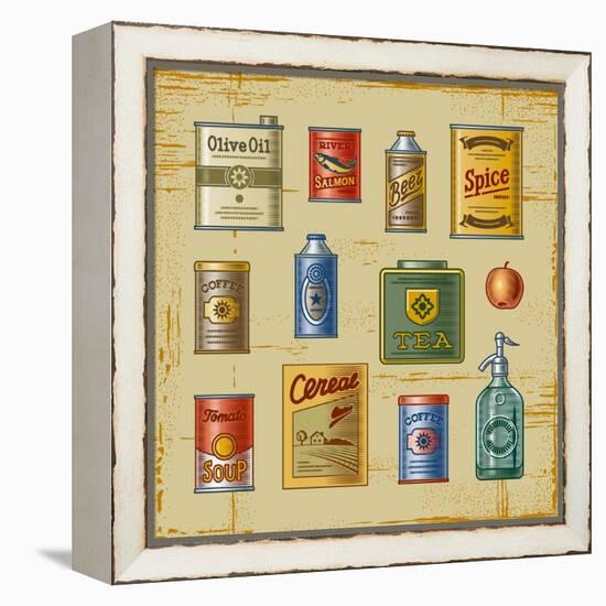 Retro Grocery Set-Oleg Iatsun-Framed Stretched Canvas