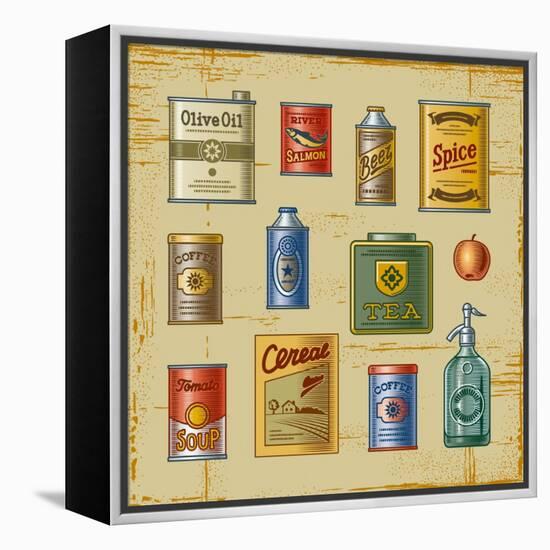 Retro Grocery Set-Oleg Iatsun-Framed Stretched Canvas