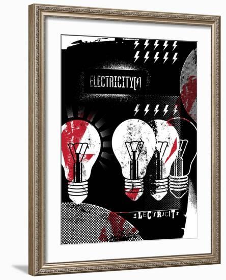 Retro Grunge Electricity Illustration.-ZOO BY-Framed Premium Giclee Print