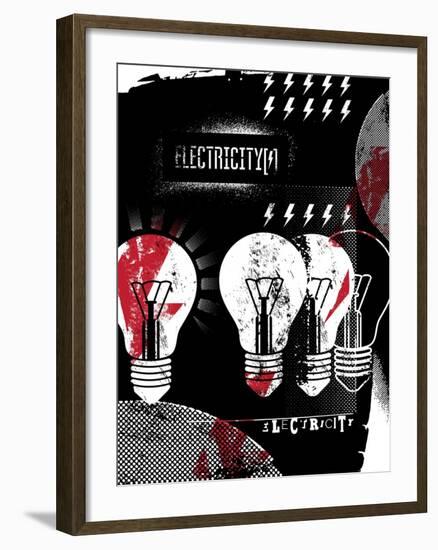 Retro Grunge Electricity Illustration.-ZOO BY-Framed Premium Giclee Print