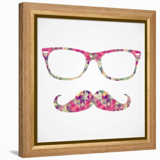 Retro Hipster Face Geometric Icons-cienpies-Framed Stretched Canvas