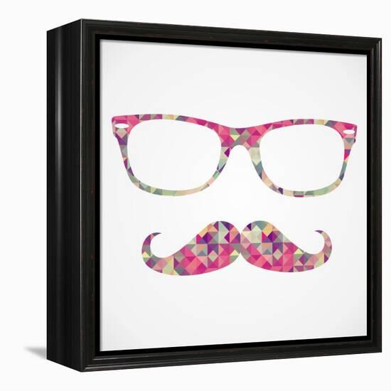 Retro Hipster Face Geometric Icons-cienpies-Framed Stretched Canvas