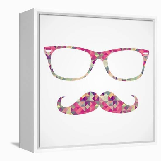 Retro Hipster Face Geometric Icons-cienpies-Framed Stretched Canvas