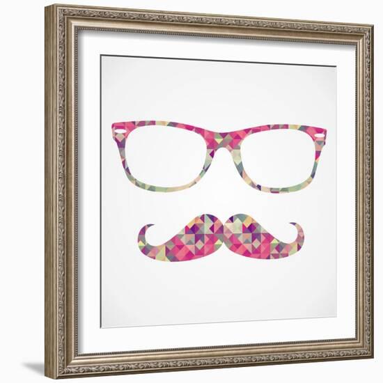 Retro Hipster Face Geometric Icons-cienpies-Framed Art Print