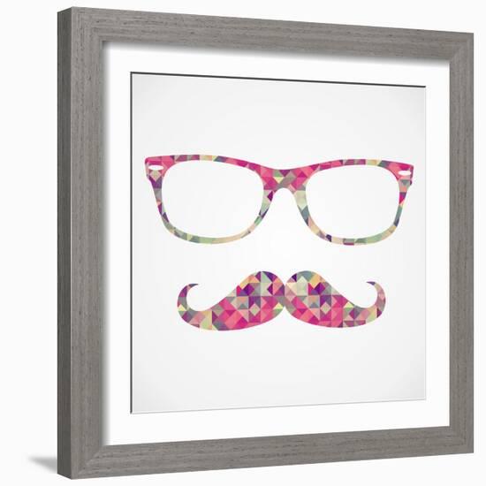 Retro Hipster Face Geometric Icons-cienpies-Framed Art Print