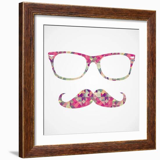 Retro Hipster Face Geometric Icons-cienpies-Framed Art Print