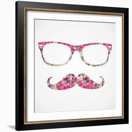 Retro Hipster Face Geometric Icons-cienpies-Framed Art Print