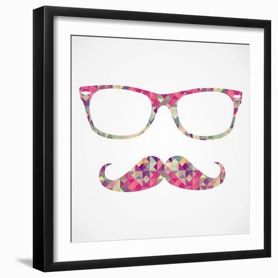 Retro Hipster Face Geometric Icons-cienpies-Framed Art Print