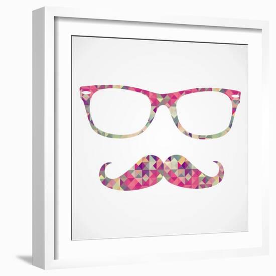 Retro Hipster Face Geometric Icons-cienpies-Framed Art Print