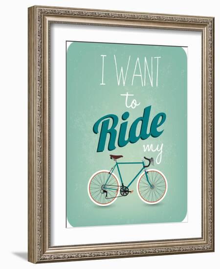 Retro Illustration Bicycle-Melindula-Framed Art Print